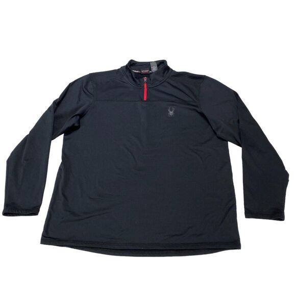 Spyder Active Shirt Men's Medium Black ProwB Long Sleeve Quarter Zip Pullover - Picture 1 of 16